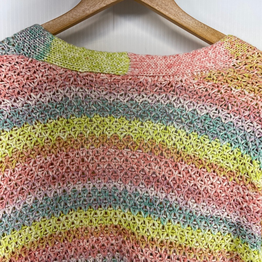 Adyson Parker Rainbow Striped V Neck Knit Cardigan Sweater‎ Womens Medium - Picture 9 of 9